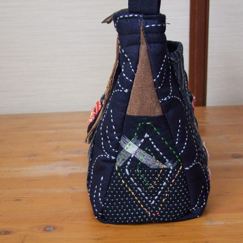 ハンドメイド・古布絣 リメイク ファスナーショルダーバック② ハンドメイド・古布絣 リメイク ファスナーショルダーバック②