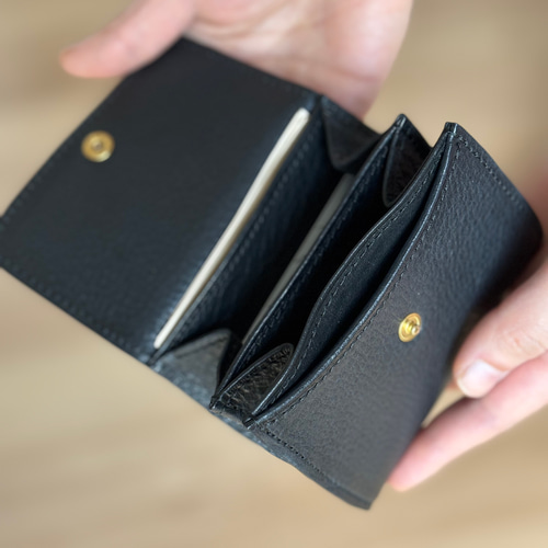 EUROKENVY 二つ折り財布 黒 コンパクトウォレット AW.Leather 二つ折りウォレット