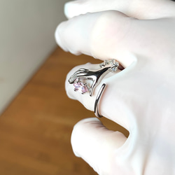 ナベット（マーキス）を包む右手のリング ロザリン レア #4228 6×3mm ロジウム シルバー925 指輪 6枚目の画像