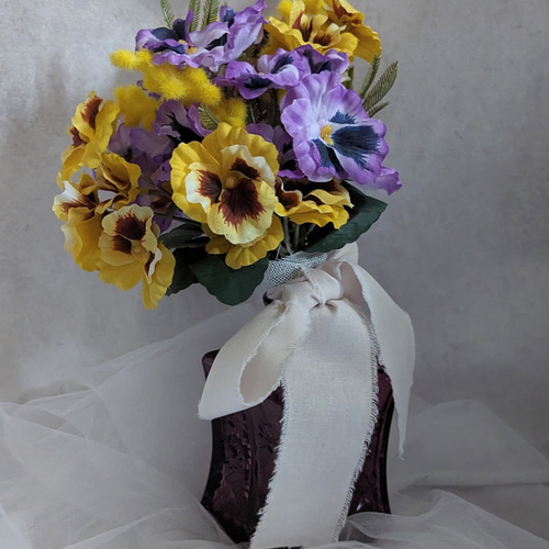 creema限定感謝価格】ラスベース付きだから嬉しい！ミモザとパンジーの