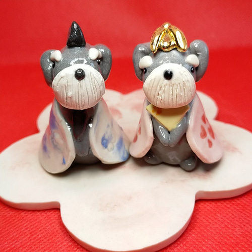 犬雛（ミニチュアシュナウザー）雛人形 お雛様 ひなまつり ひな人形