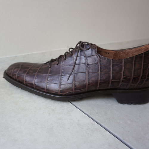 メンズ25.5cmレザーシューズ/ダークブラウンクロコ シューズ・靴