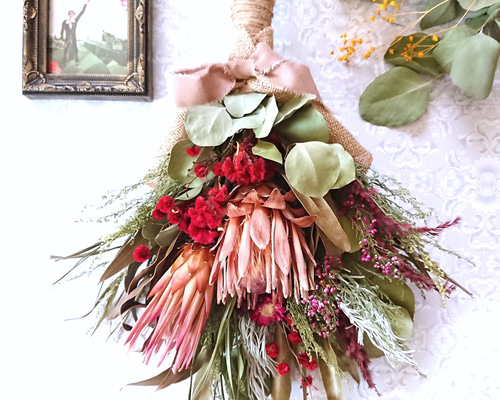 * * ナチュラルスワッグ カーネーション プロテアピンクアイス ラッピング無料 ナチュラルスワッグ カーネーション プロテアピンクアイス