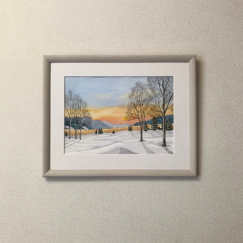 072 水彩画 原画 F4 額装なし 朝焼けとヨット 回せ 072 水彩画 原画 F4 額装なし 朝焼けとヨット 回せ