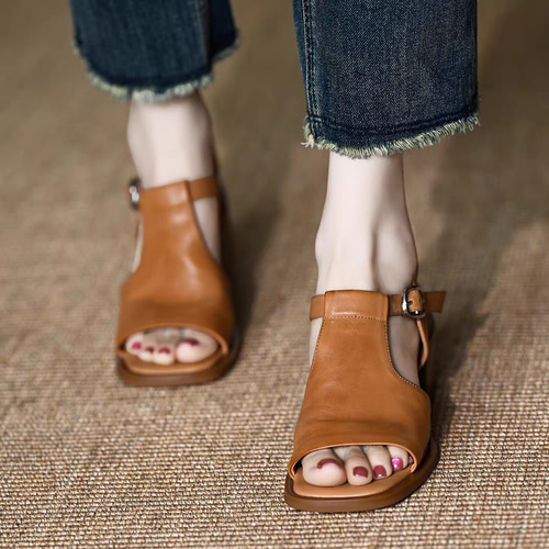 サンダル レディース シューズ 夏 幅広 甲高 太めヒール サンダル 春