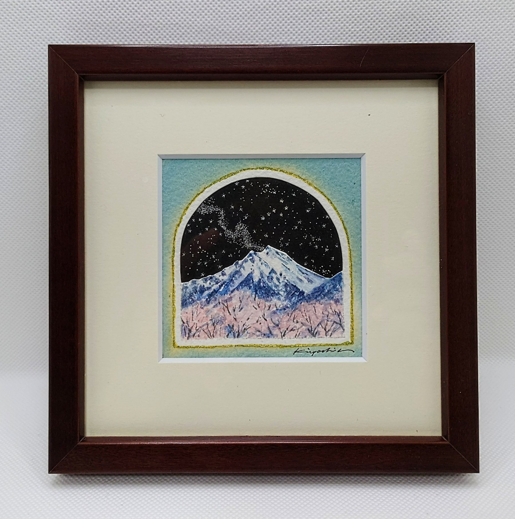 常念岳と《 安曇野 鏡面 水田 》 水彩画 風景画 原画 - メルカリ