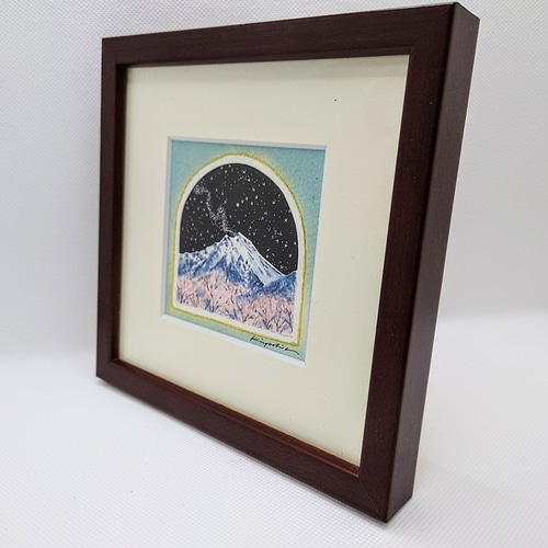 水彩画原画 常念岳と安曇野田園 ＃606