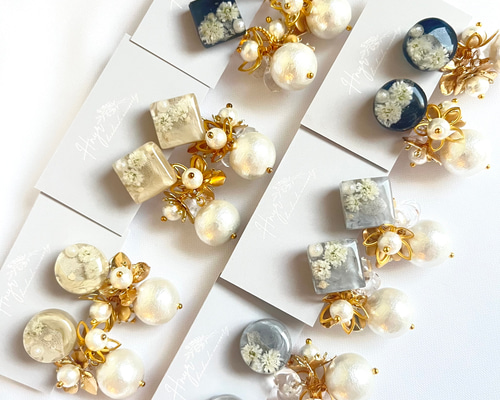 ハンドメイド　アクセサリー　イヤリング　レジン　お花 329c0cf18296afc77c20c42c5407ea