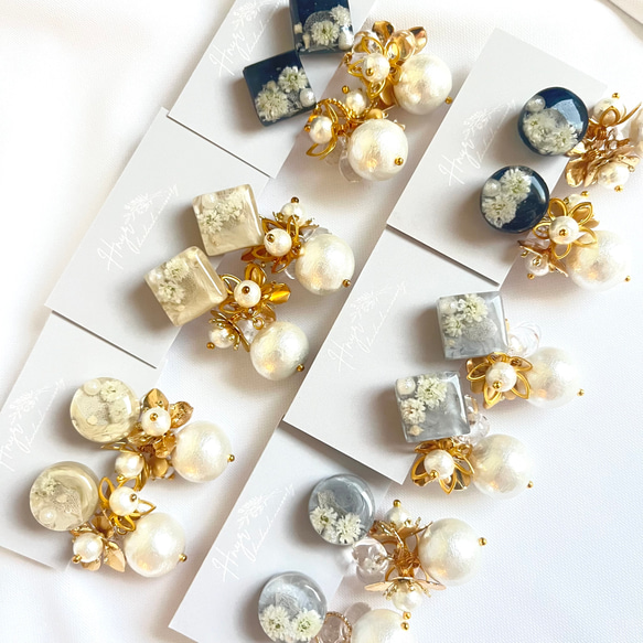 2way 花びら お花 レジンアクセサリー レジンピアス レジンイヤリング