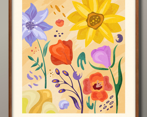 8470□アートポスター 絵画 A3サイズ『フラワーマーケット 花