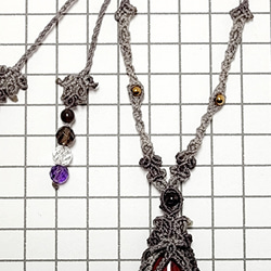 【隠れた秘宝】ガーネット　首紐も飾り編みネックレス　　n001 5枚目の画像