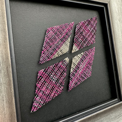 【織物アートフレーム#3】20cm x 20cm『Four pinks』 インテリア 壁掛け 1枚目の画像