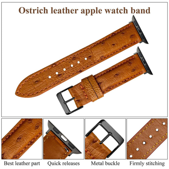apple watch × オーストリッチ × 刻印可能　～至高のハンドメイド、心温まるベトナムのレザーアート～ 2枚目の画像
