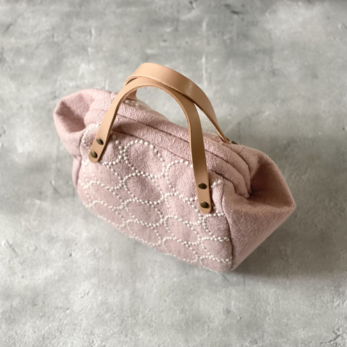 ⚮̈ミナペルホネン tambourine pink まるっこニュームバッグ 口金  