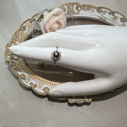 ラストです！天然ブラックスターサファイア フリーサイズ対応 S925 CZ