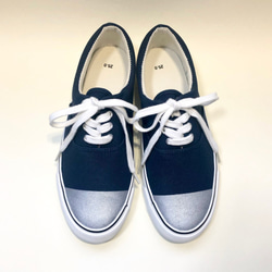 ◆已售完◆雙色甲板鞋（海軍藍×銀色） 第3張的照片
