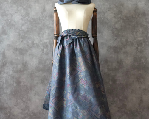 感謝の¥5000off＊【一点モノ】大島紬 着物リメイク ギャザー スカート