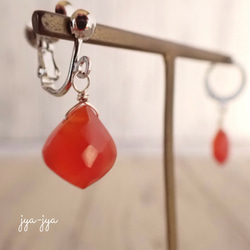 【数量限定】natural stone earrings** carnelian 4枚目の画像