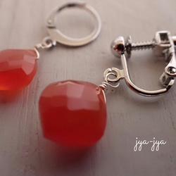 【数量限定】natural stone earrings** carnelian 2枚目の画像