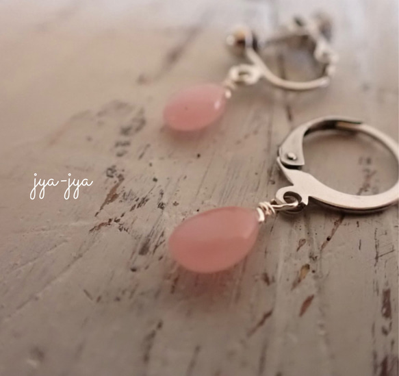 【数量限定】natural stone earrings** 桜pink guava quotes 5枚目の画像