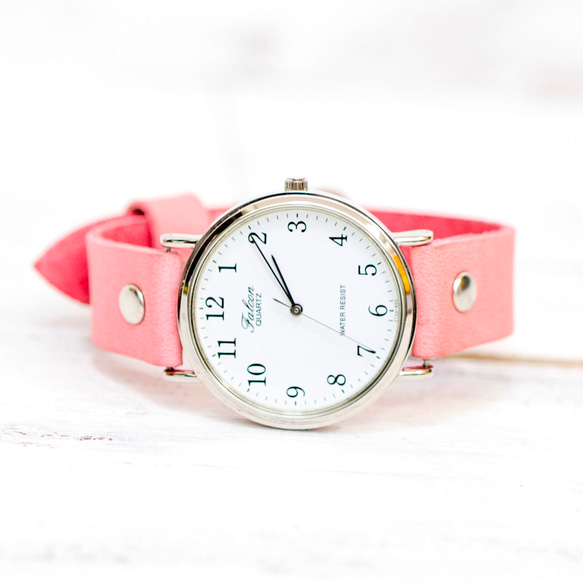 【再販】淡いピンク 革ベルト 腕時計 チプシチ meets イタリアンレザー パステルピンク 1枚目の画像