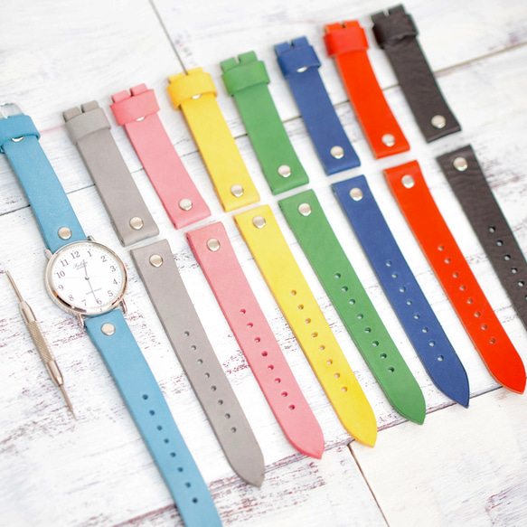 【再販】淡いピンク 革ベルト 腕時計 チプシチ meets イタリアンレザー パステルピンク 5枚目の画像