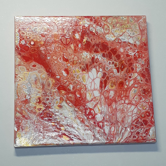 エネルギーカラーアート石膏板タイプ赤の003　自在壁掛け用　フルイドアート　ポーリングアート 1枚目の画像