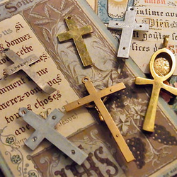 福袋 フランス ヴィンテージ デッドストック クロス 十字架 6個 チャーム 6枚目の画像