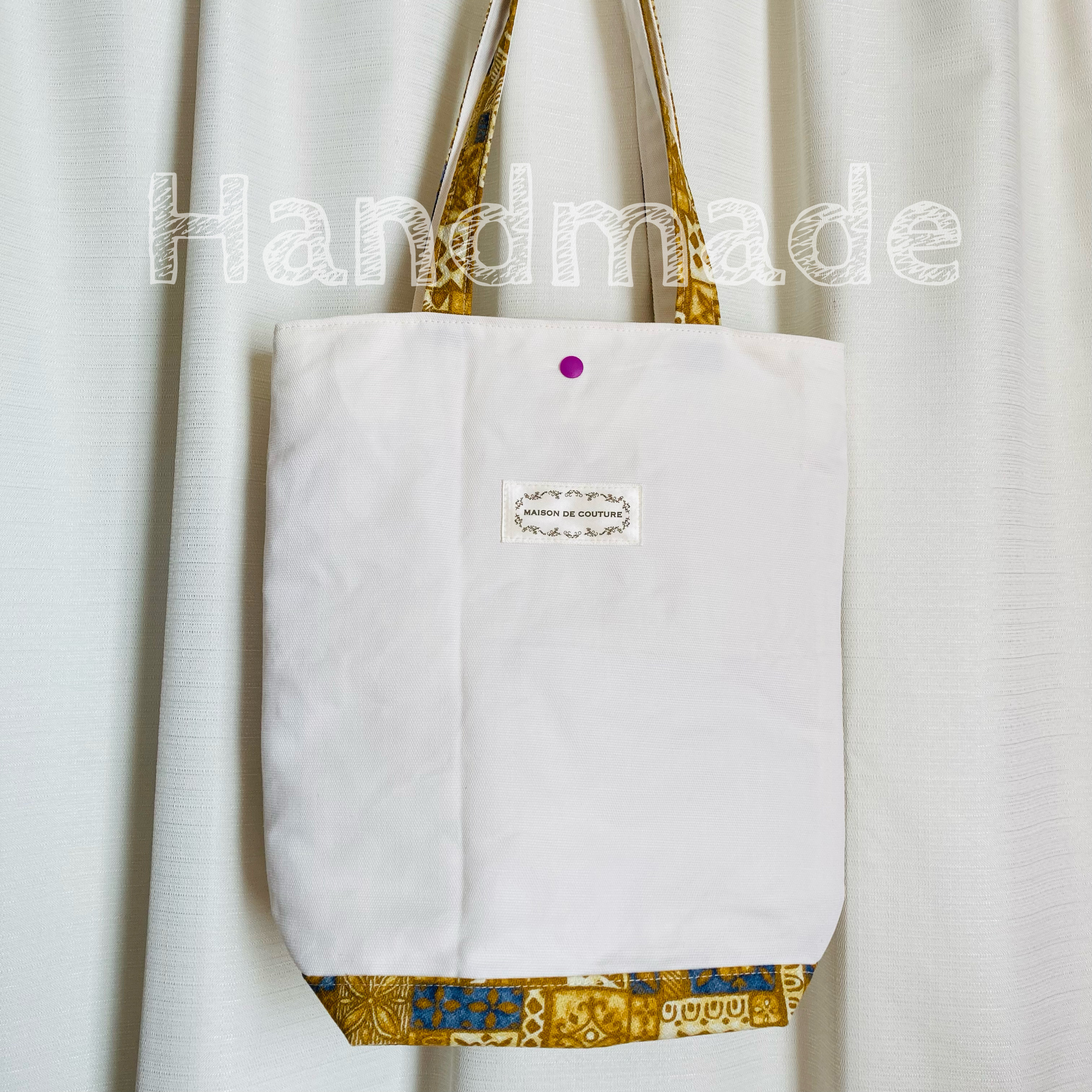 ハンドメイド　トート 楽天市場】ヘッズ ハンドメイドトートバッグ S 横幅30.5cm 綿麻