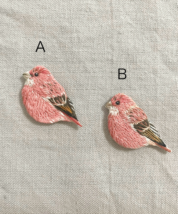 オオマシコの刺繍ブローチ　〜冬の野鳥 2枚目の画像