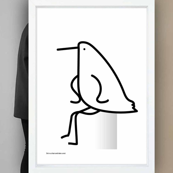 座る鳥　イラスト　ポスター　A4 A3 A2 A1　アート  　アートポスター　seiで検索新着順　2318 2枚目の画像