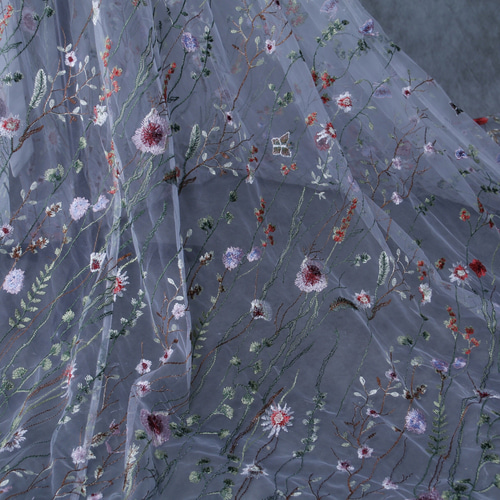 オーバースカート 韓国風 贅沢な小花総レース ベアトップ リボン 花嫁  