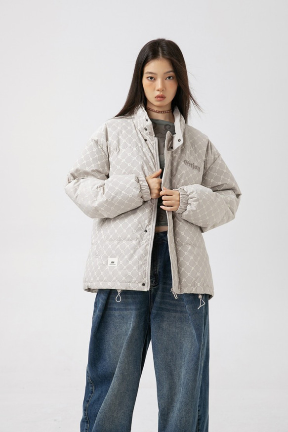 冬の保温防寒コートを厚くした襟付きダウンジャケット男女兼用 W110 1枚目の画像