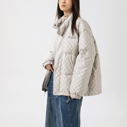 冬の保温防寒コートを厚くした襟付きダウンジャケット男女兼用 W110 3枚目の画像