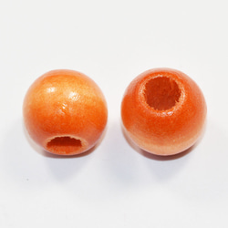 穴大 ウッドビーズ 丸型ラウンド ＮＯ１ 9.5×8mm キャメルオレンジ １０コ入り こちらは穴が大きめ 2枚目の画像