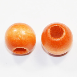 穴大 ウッドビーズ 丸型ラウンド ＮＯ１ 9.5×8mm キャメルオレンジ １０コ入り こちらは穴が大きめ 1枚目の画像