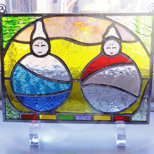 ステンドグラスおひさまモチーフのパネル