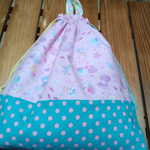 35×30 入園入学準備 貝殻 体育着袋 お着替え袋 巾着袋 女の子