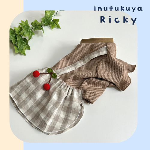 フリル袖重ね着風ワンピース【受注】犬服オーダー（SS～LL） 小型犬