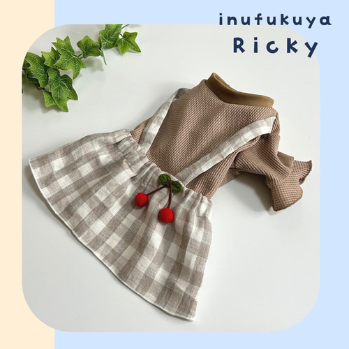 ハンドメイド　ワンピース　オーダー小型犬 フリル袖重ね着風ワンピース【受注】犬服オーダー（SS～LL） 小型犬