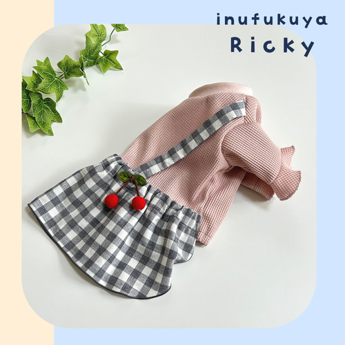 フリル袖重ね着風ワンピース【受注】犬服オーダー（SS～LL） 小型犬