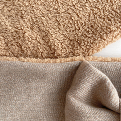 Soft♪ 緞帶圍巾 | 柔軟拉絨羊毛和羊絨（米色）x 毛皮（駝色） 第5張的照片