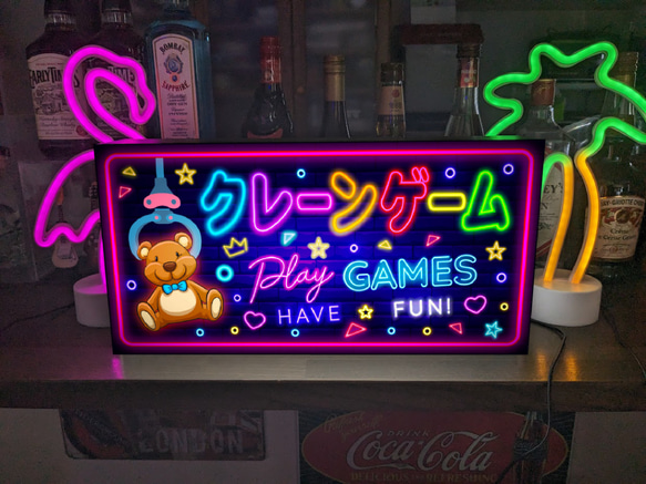 【Lサイズ】クレーンゲーム UFOキャッチャー ゲームセンター 店舗 自宅 ランプ 照明 看板 置物 雑貨 ライトBOX 1枚目の画像