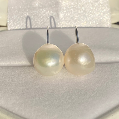 選べるパール✨縦11mm 大きめバロックパール シンプル✨淡水パール 