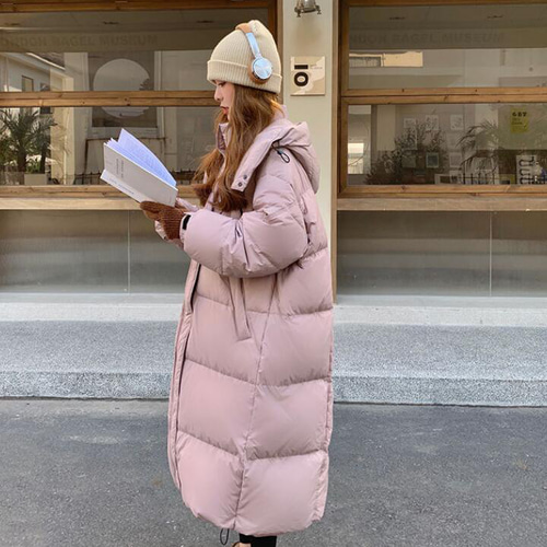 デザイン感oversizeピンクダウンジャケット新型韓国版厚手パン
