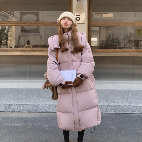 デザイン感oversizeピンクダウンジャケット新型韓国版厚手パン