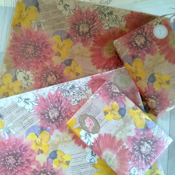 花柄デザインペーパー セット 福袋【季節限定】トレーシングペーパー 2026 ハッピーバック　クラフト紙　ラッピング 16枚目の画像