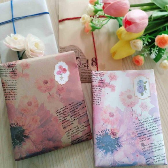 花柄デザインペーパー セット 福袋【季節限定】トレーシングペーパー 2026 ハッピーバック　クラフト紙　ラッピング 10枚目の画像