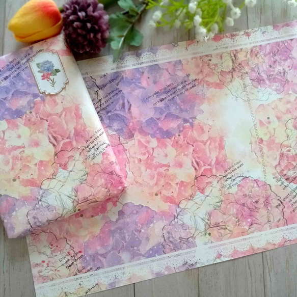 花柄デザインペーパー セット 福袋【季節限定】トレーシングペーパー 2026 ハッピーバック　クラフト紙　ラッピング 2枚目の画像