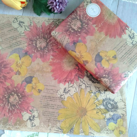 花柄デザインペーパー セット 福袋【季節限定】トレーシングペーパー 2026 ハッピーバック　クラフト紙　ラッピング 15枚目の画像